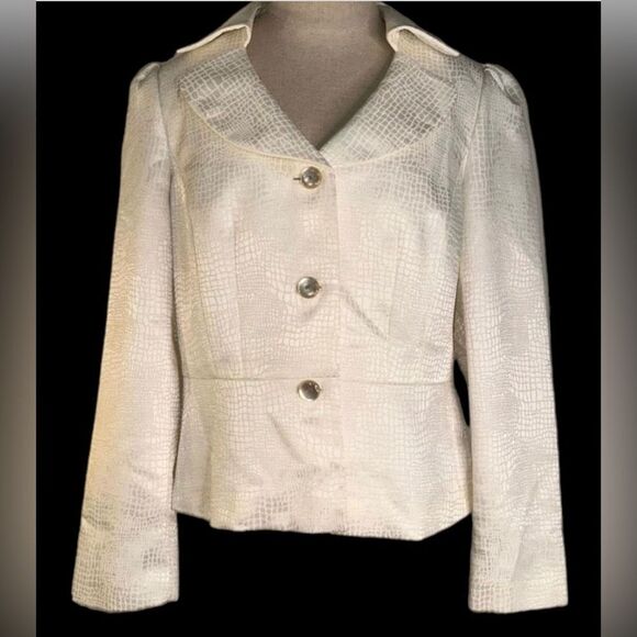 John Meyer Jackets & Blazers - John Meyer Womens 14 Jacquard Croc Print Triple Button Feminine Blazer